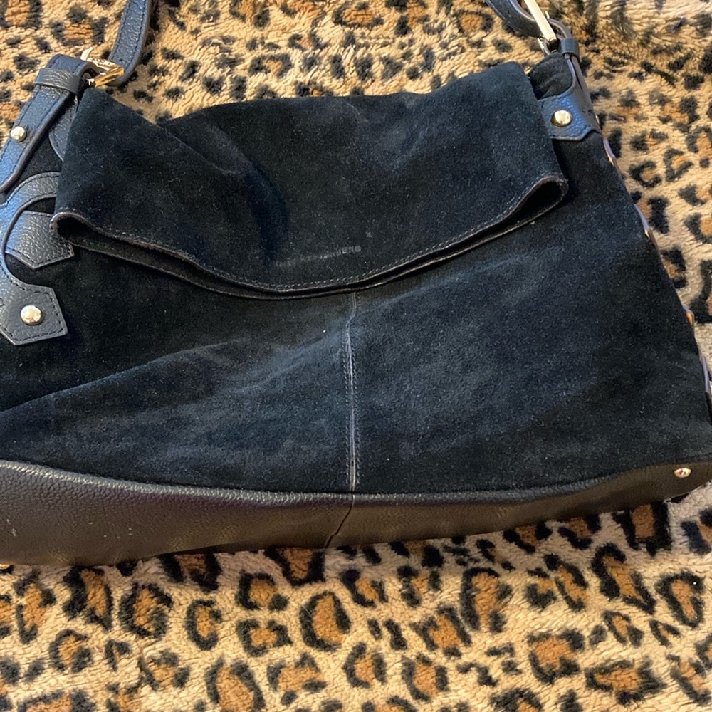 Aimee Kestenberg suede/leather shoulder bag. Exterior zip pocket,int zip pocket.